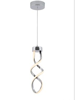 NWOB ARTIKA Contemporary Chrome Spiral LED Pendant Light in Silver